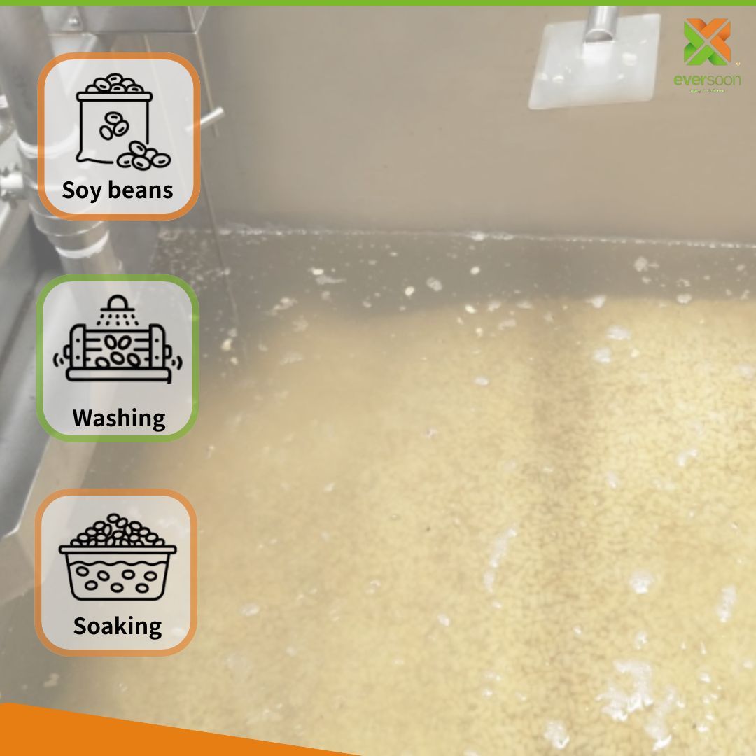 Water flow agitation in soybean soaking tank for uniform hydrationt Water flow agitation in soybean soaking tank for uniform hydration